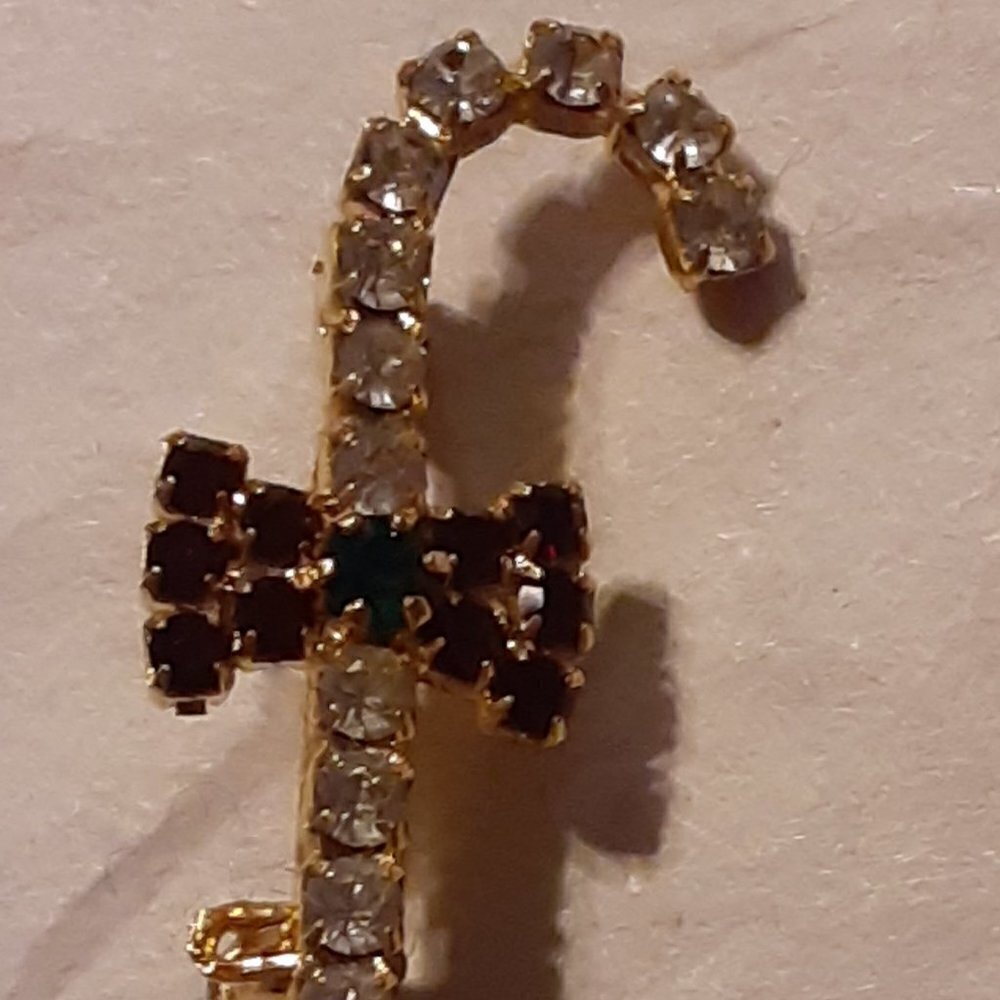 Jeweled Candy Cane Brooch